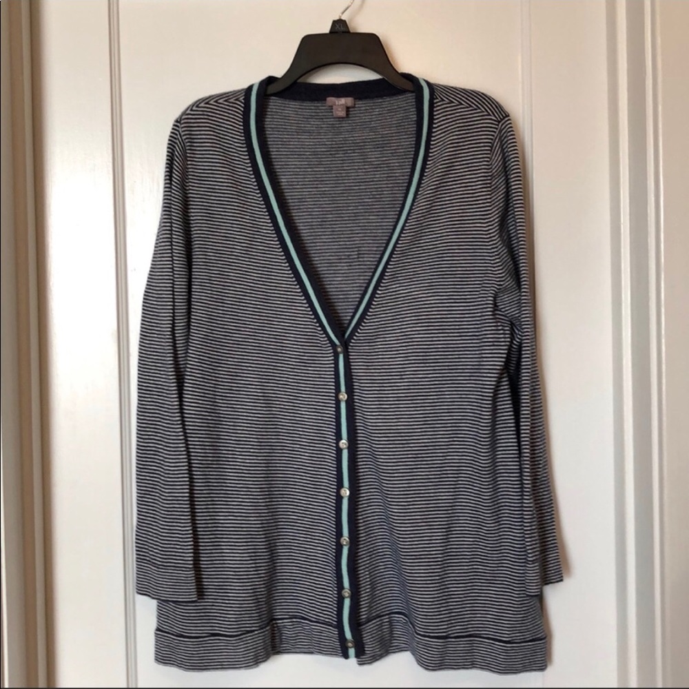 J. Jill Striped Button Front Cardigan Sweater